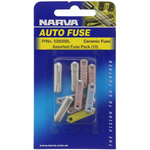 Narva Ceramic Fuse Assortment 10 Pce - 52600BL Car Wiring Adapter Auto Part