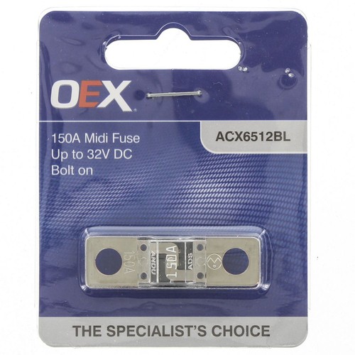OEX Midi Fuse, 150A Bolt On - Single Pack - ACX6512BL Car Wiring Adapter