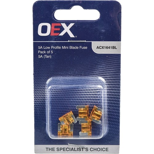 OEX Low Profile Mini Blade Fuse, 5A Tan - Pack of 5 - ACX1641BL Car Wiring