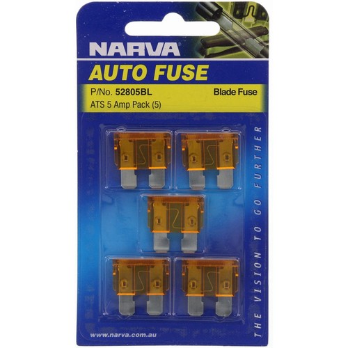 Narva Standard Blade Fuse 5A Tan 5 Pce - 52805BL Car Wiring Adapter Auto Part