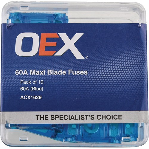 OEX Maxi Blade Fuse, 60A Blue - Pack of 10 - ACX1629 Car Wiring Adapter