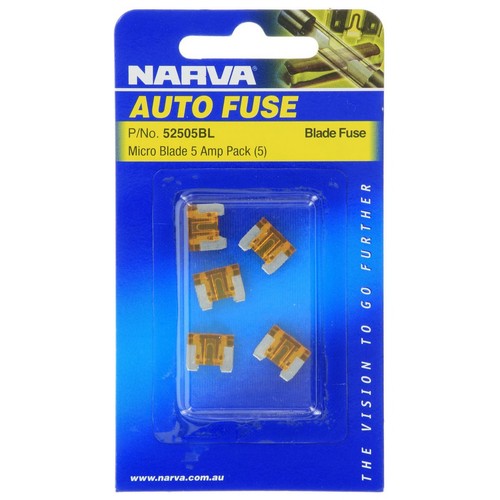 Narva Micro Blade Fuse 5A 5 Pce - 52505BL Car Wiring Adapter Auto Part