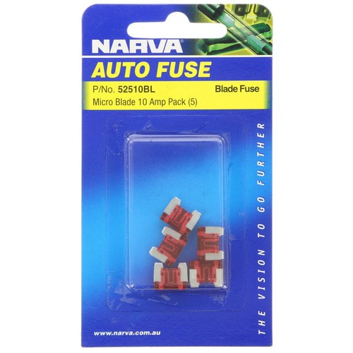 Narva Micro Blade Fuse 10A Red 5 Pce - 52510BL Car Wiring Adapter Auto Part