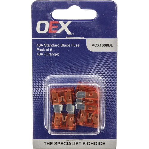 OEX Standard Blade Fuse, 40A Orange - Pack of 5 - ACX1609BL Car Wiring Adapter