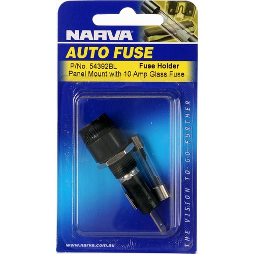Narva Panel Mount Fuse Holder 3AG Glass 1 Way 10A 1 Pce - 54392BL Car Wiring 4WD
