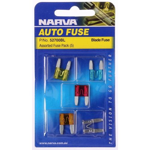 Narva Mini Blade Fuse Assortment 5 Pce - 52700BL Car Wiring Adapter Auto Part