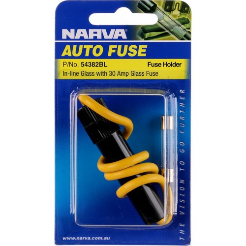 Narva In Line Glass Fuse Holder 3AG 1 Way 30A 1 Pce - 54382BL Car Wiring Adapter