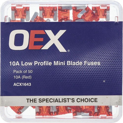 OEX Low Profile Mini Blade Fuse, 10A Red - Pack of 50 - ACX1643 Car Wiring