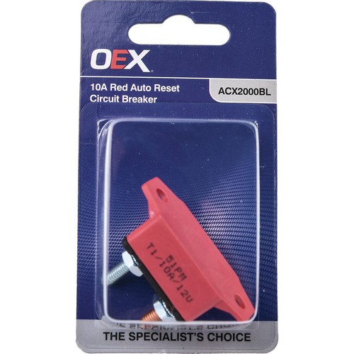 OEX 10A Red Auto Reset Circuit Breaker - Single - ACX2000BL Car Wiring Adapter