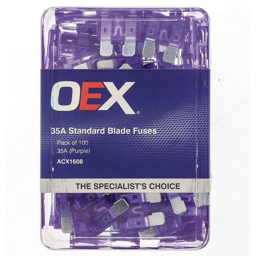 OEX Standard Blade Fuse, 35A Purple - Pack of 100 - ACX1608 Car Wiring Adapter