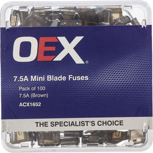 OEX Mini Blade Fuse, 7.5A Brown - Pack of 100 - ACX1652 Car Wiring Adapter