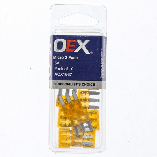 OEX Micro 3 Blade Fuse, 5A Tan - Pack of 10 - ACX1667 Car Wiring Adapter