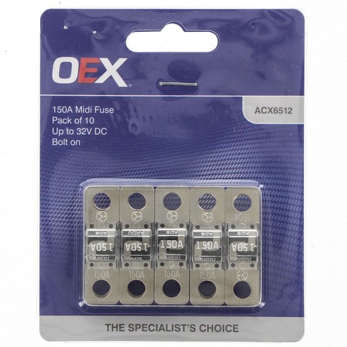 OEX Midi Fuse, 150A Bolt On - Pack of 10 - ACX6512 Car Wiring Adapter