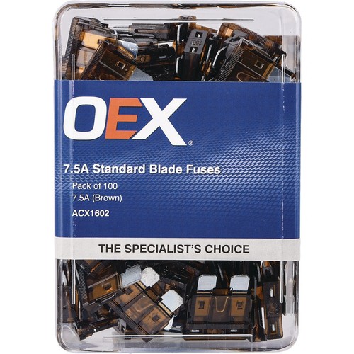 OEX Standard Blade Fuse, 7.5A Brown - Pack of 100 - ACX1602 Car Wiring Adapter