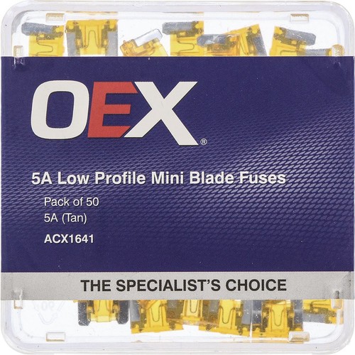 OEX Low Profile Mini Blade Fuse, 5A Tan - Pack of 50 - ACX1641 Car Wiring