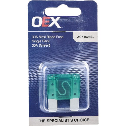 OEX Maxi Blade Fuse, 30A Green - Single Pack - ACX1626BL Car Wiring Adapter