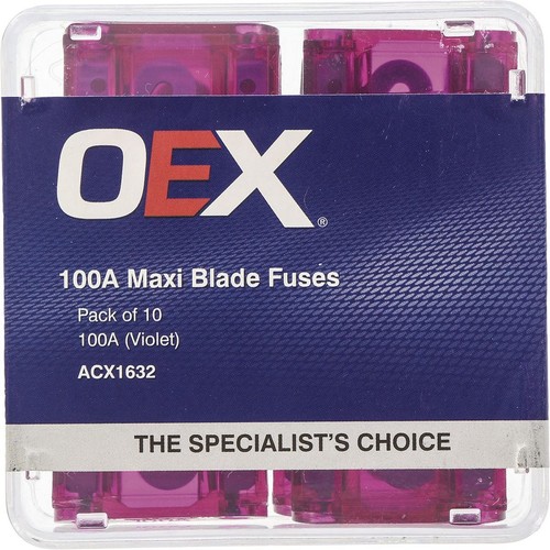 OEX Maxi Blade Fuse, 100A Violet - Pack of 10 - ACX1632 Car Wiring Adapter