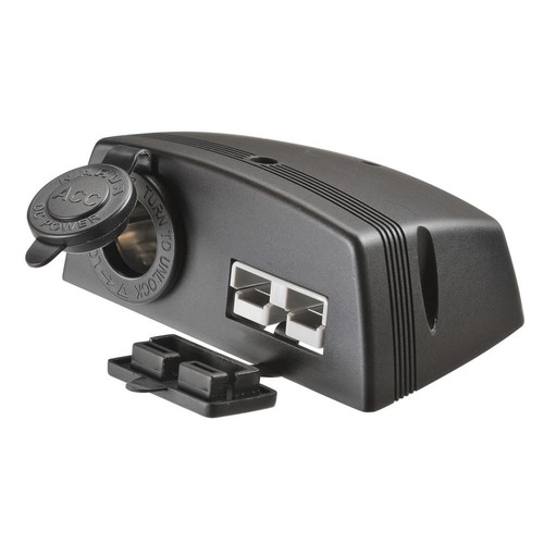 Narva HDRV 50A Accessory Twin Socket, Surface Mount with Covers - 81161BL Auto