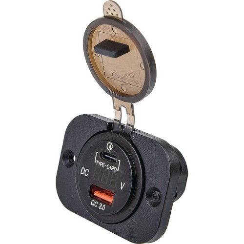 Drivetech 4x4 QC3.0 Quick Charge USB, Type-C Port and Voltage Display Power Sock