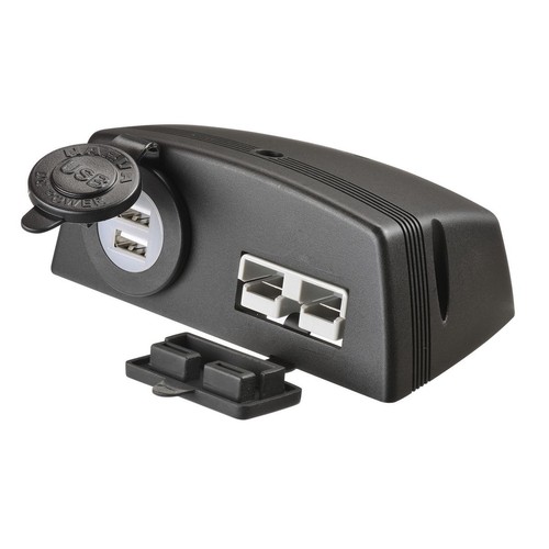 Narva HDRV 50A Dual USB Twin Socket, Surface Mount, with Covers - 81167BL 4WD