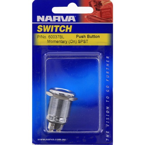Narva Push Button Switch Momentary On SPST (Contacts Rated 20A @ 12V) - 60037BL
