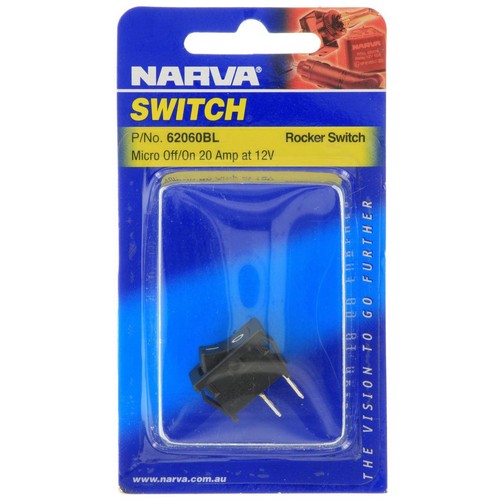 Narva Micro Rocker Switch Off/On SPST (Contacts Rated 20A @ 12V) - 62060BL Auto