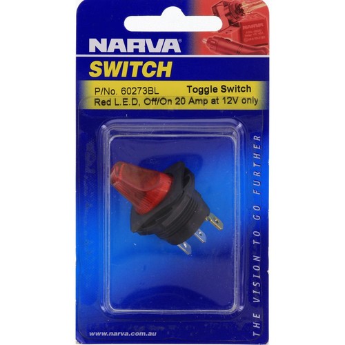 Narva Duckbill Toggle Switch Off/On SPST Red LED (Contacts Rated 12V @ 20A) - 60