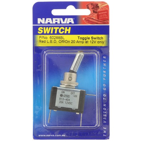 Narva Toggle Switch Off/On SPST Red LED (Contacts Rated 20A @ 12V) - 60288BL