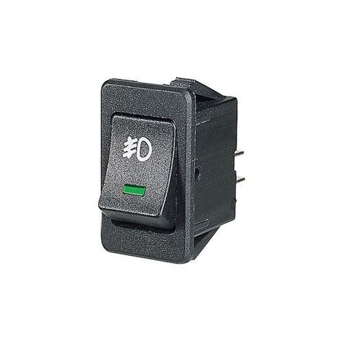 Narva Rocker Switch Off/On DPST Green LED (Contacts Rated 20A @ 12V) - 63027BL