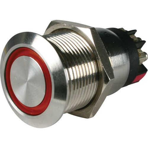 OEX Push Button Switch On/Off SPST 12V Red Illuminated (Contacts Rated 5A @ 12V)