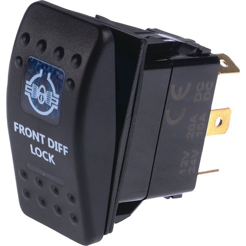 Drivetech 4x4 Rocker Front Diff Switch On/Off SPST 12 or 24V Blue Illumination (