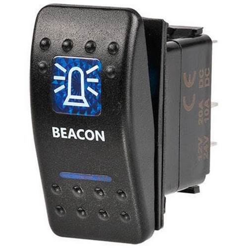 Narva Sealed Rocker Switch Off/On SPDT 12V Blue Illuminated Beacon Symbol (Conta