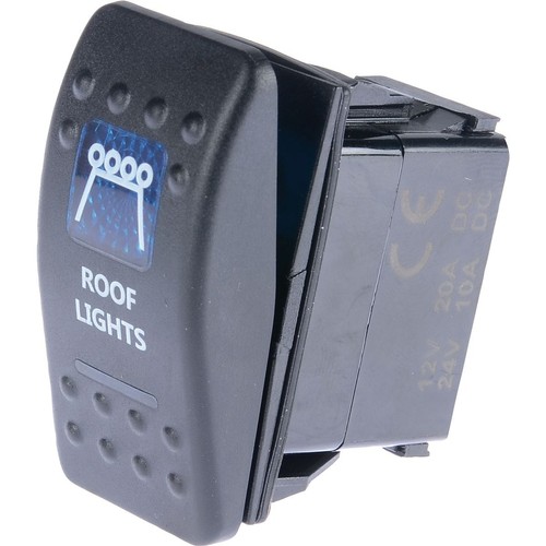 Drivetech 4x4 Rocker Roof Lights Switch On/Off SPST 12 or 24V Blue Illumination