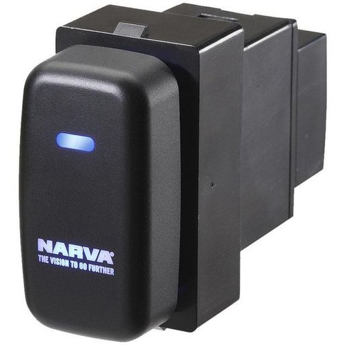 Narva Mitsubishi Style Sealed Push Switch Off/On SPDT 12V Blue LED (Contacts Rat