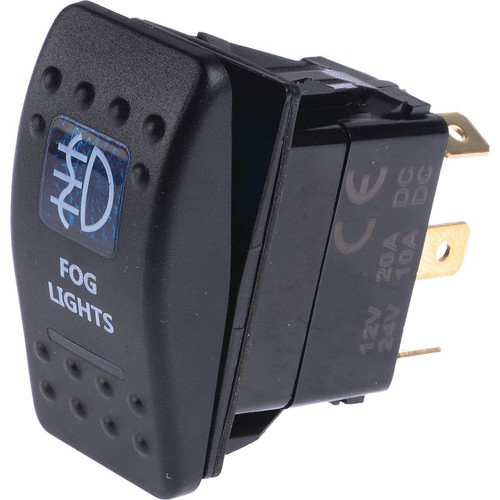 Drivetech 4x4 Rocker Fog Lights Switch On/Off SPST 12 or 24V Blue Illumination (