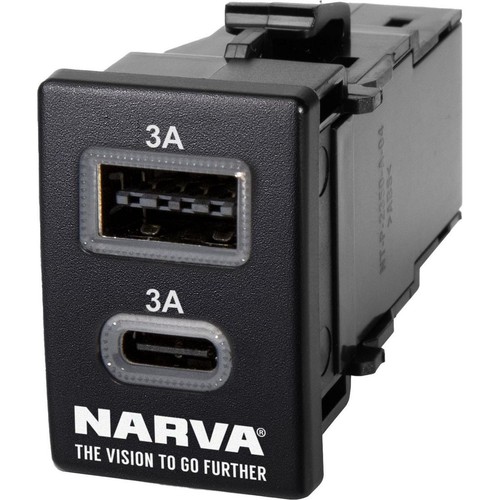 Narva OE Style USB A/USB C Socket Switch - Suits Isuzu, 22 X 33MM - 63421BL Auto
