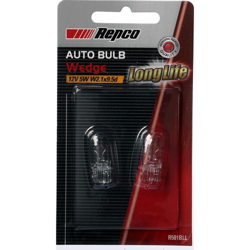 Repco W5W Wedge Globe 12V 5W W2.1x9.5d Pack of 2 - R501BLL Car Wiring Adapter
