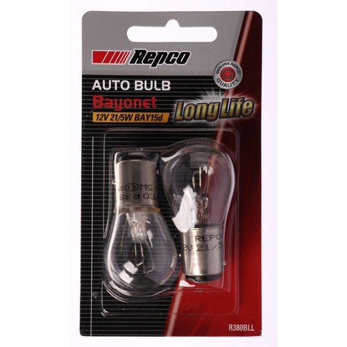 Repco P21/5W Bayonet Off-set pins Globe 12V 21/5W BAY15d Pack of 2 - R380BLL