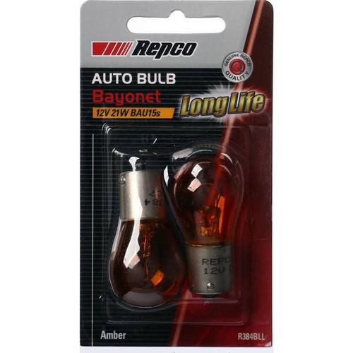 Repco PY21W Bayonet Amber Globe 12V 21W BAU15s Pack of 2 - R384BLL Car Wiring
