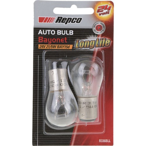 Repco P21/5W Bayonet Off-set pins Globe 24V 21/5W BAY15d Pack of 2 - R336BLL