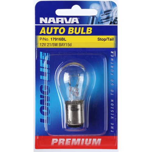 NARVA P21/5W Bayonet BAY15d Premium Long Life Globe 12V 21/5W - 17916BL Adapter
