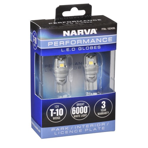 Narva 12V Gen III LED T10 Wedge Globes (2) - 18240BL Car Lighting Auto Part