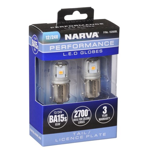 Narva 12/24V Gen III LED BA15S R5W Globes (2) - 18260BL Car Lighting Auto Part