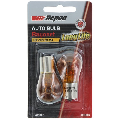 Repco PY21W Bayonet Amber Globe 12V 21W BA15s Pack of 2 - R383BLL Car Wiring