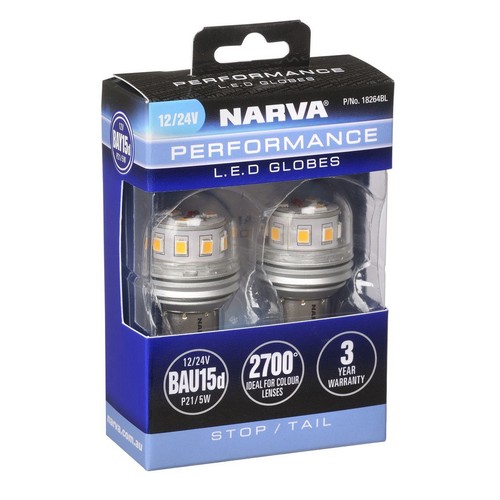Narva 12/24V Gen III LED BAY15D P21/5W Globes (2) - 18264BL Car Lighting