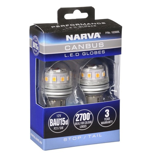 Narva 12V Gen III LED BAY15D P21/5W Globes with Canbus (2) - 18266BL Auto Part
