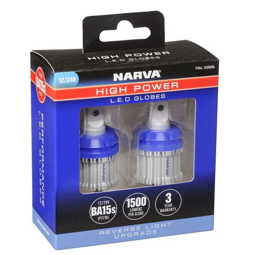 Narva 12/24V Gen III LED BA15S High Power Reverse Globes (2) - 18280BL Auto Part