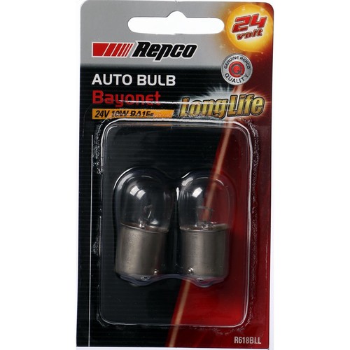 Repco R10W Bayonet Globe 24V 10W BA15s Pack of 2 - R618BLL Car Wiring Adapter