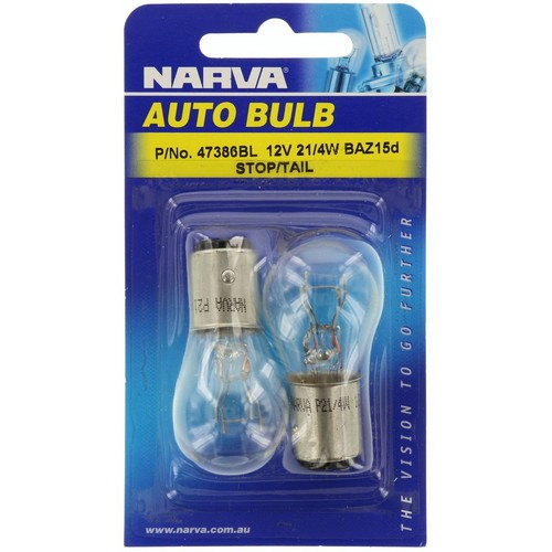 Narva Bayonet BAZ15d Globe 12V 21/4W - 47386BL Car Wiring Adapter Car Lighting