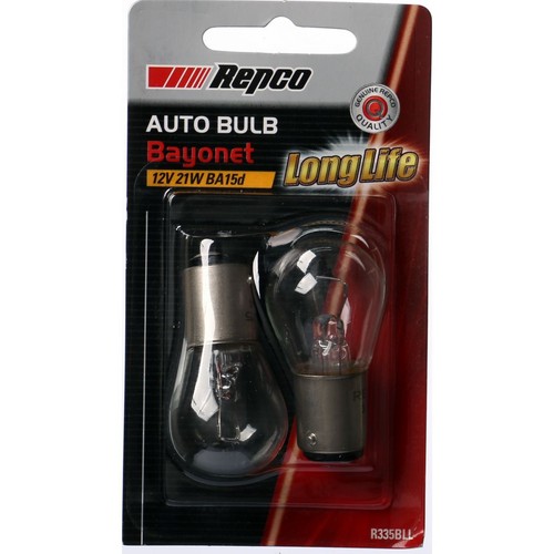Repco P21W Bayonet Globe 12V 21W BA15d Pack of 2 - R335BLL Car Wiring Adapter